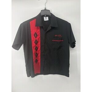 Graceland Men’s Elvis Presley Button Down Black & Red Music Notes Shirt Small